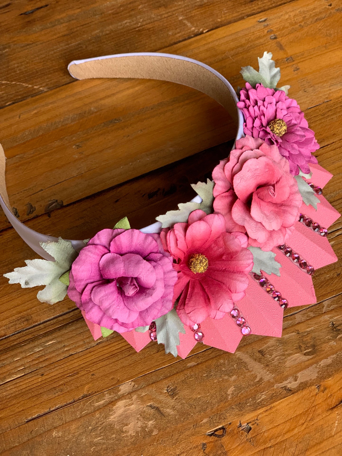 Pink Floral Crown w/ Pink Rhinestones