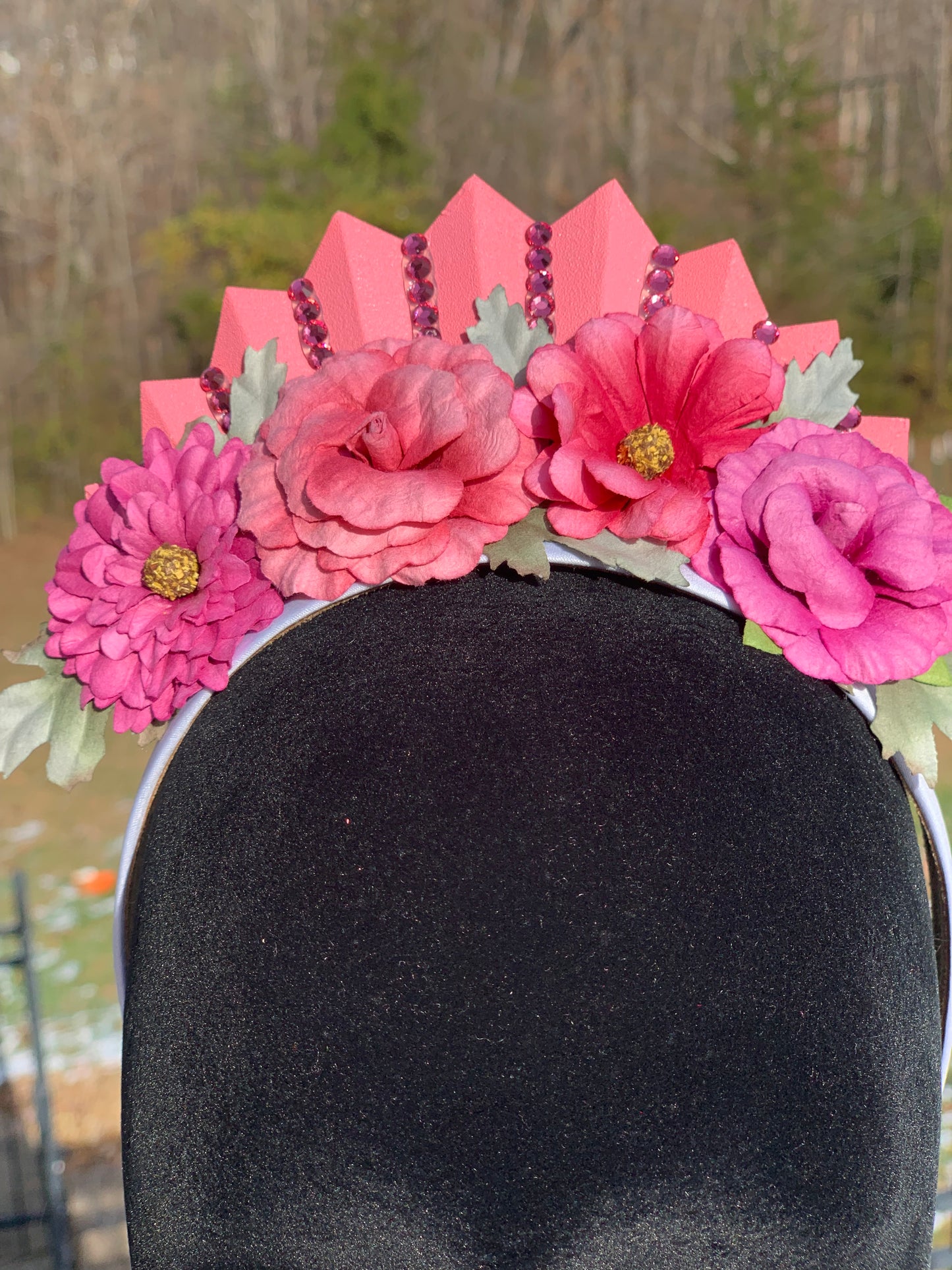 Pink Floral Crown w/ Pink Rhinestones