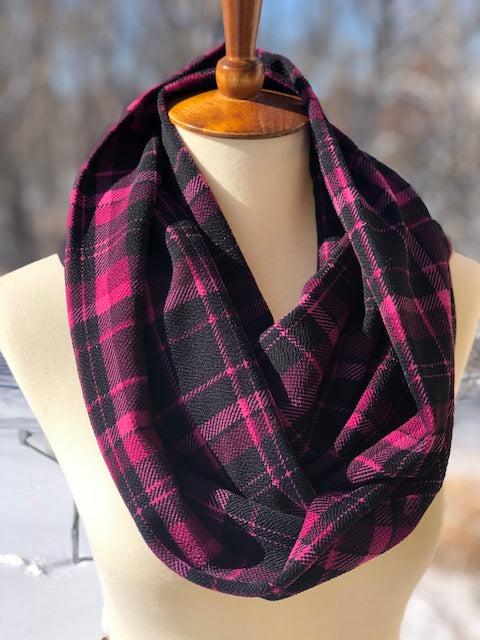 Kids/Teen Plaid Pink & Black Infinity Scarf - Only ONE Available