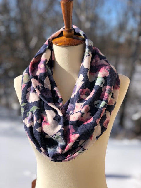 Women’s Watercolor Floral French Terry Infinity Scarf