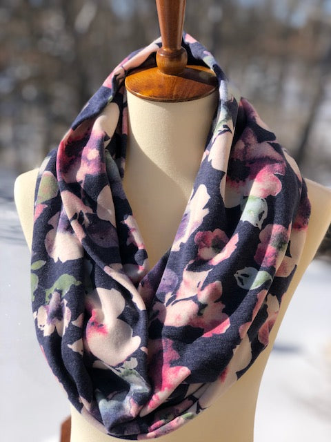 Women’s Watercolor Floral French Terry Infinity Scarf