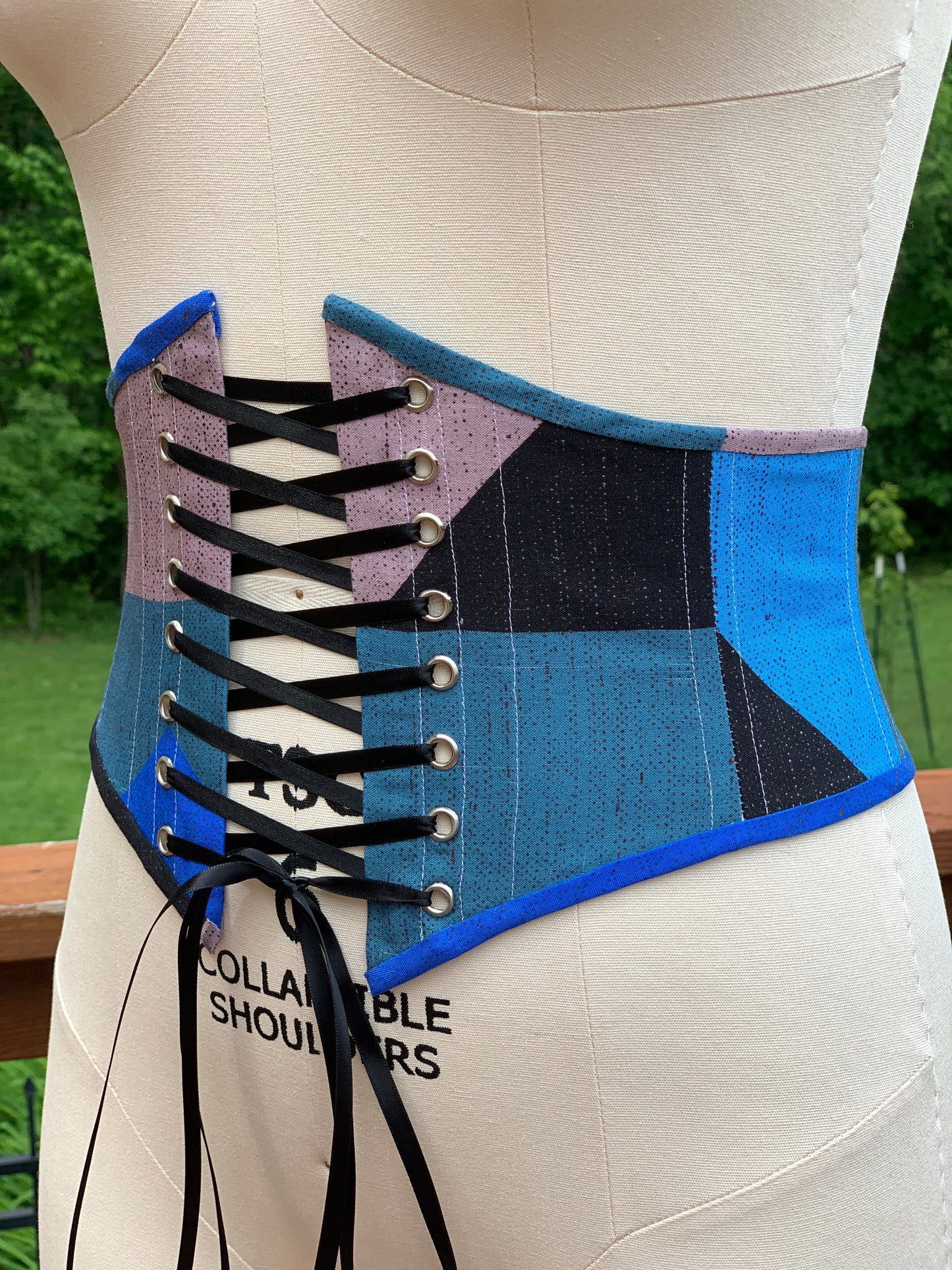 Cobalt Geometric Corset Waist Belt - Available in 12 different sizes
