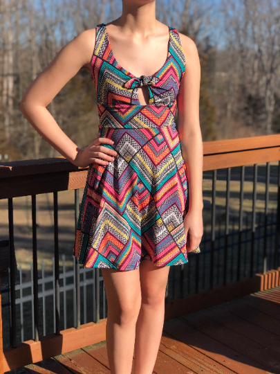 Multicolored Geometric Spring/Summer Dress, Sizes XXS to 2X