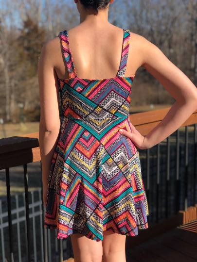 Multicolored Geometric Spring/Summer Dress, Sizes XXS to 2X