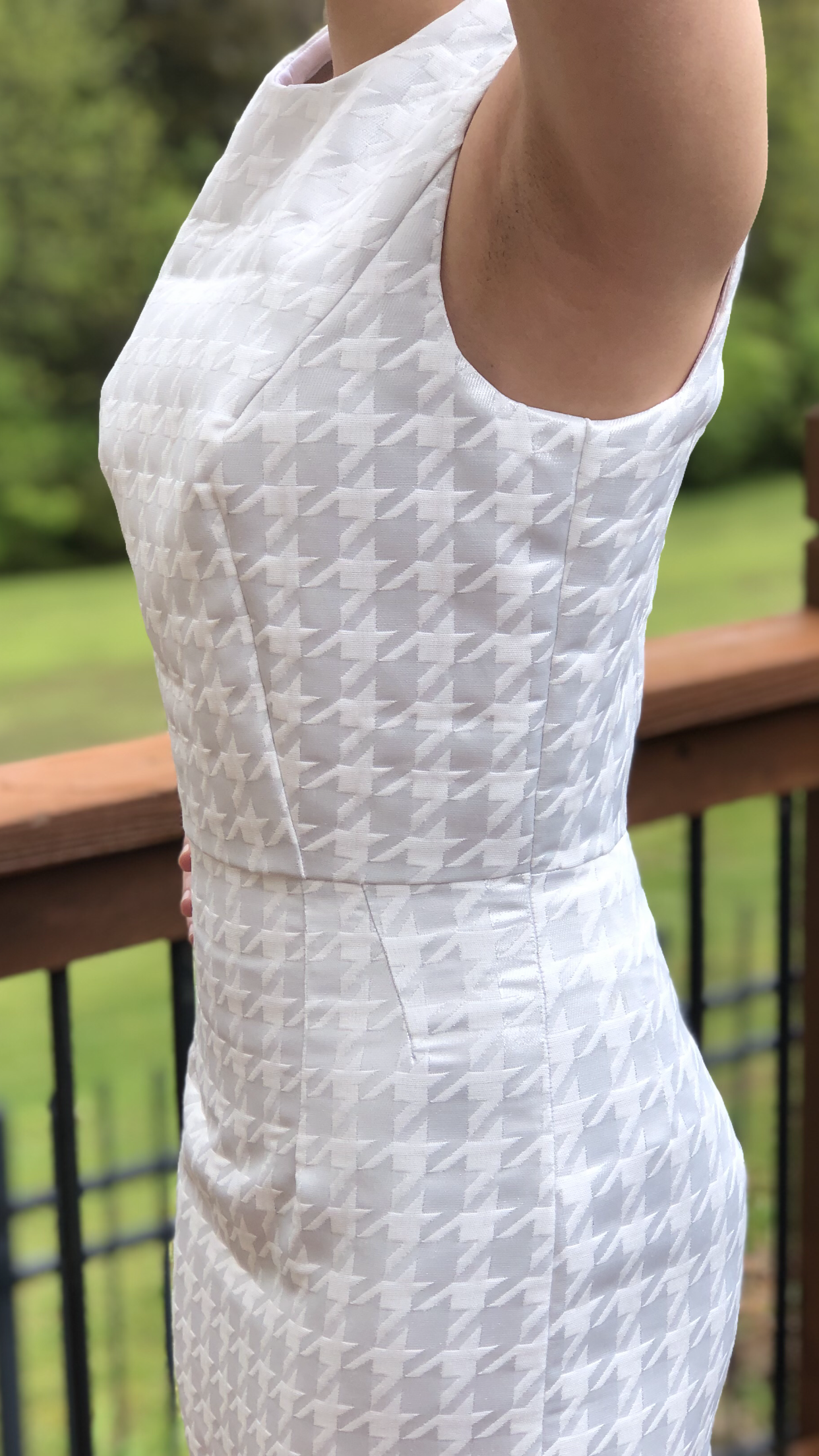 White and Silver Houndstooth Fitted Women’s or Teens Dress with Zipper Closure - Size 6 - Only ONE Available